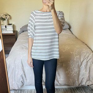 H&M Short Sleeve Striped Boatneck Blouse | XS